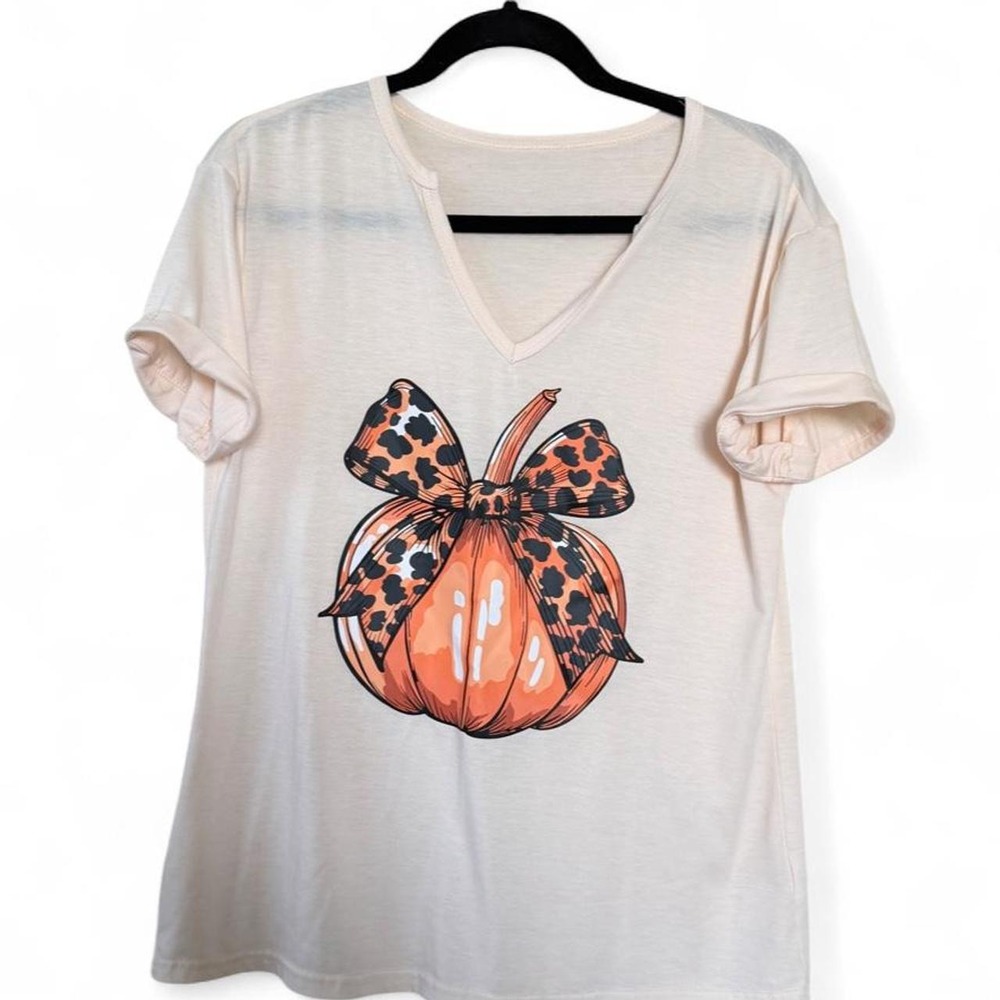 White Orange Pumpkin Graphic Tee